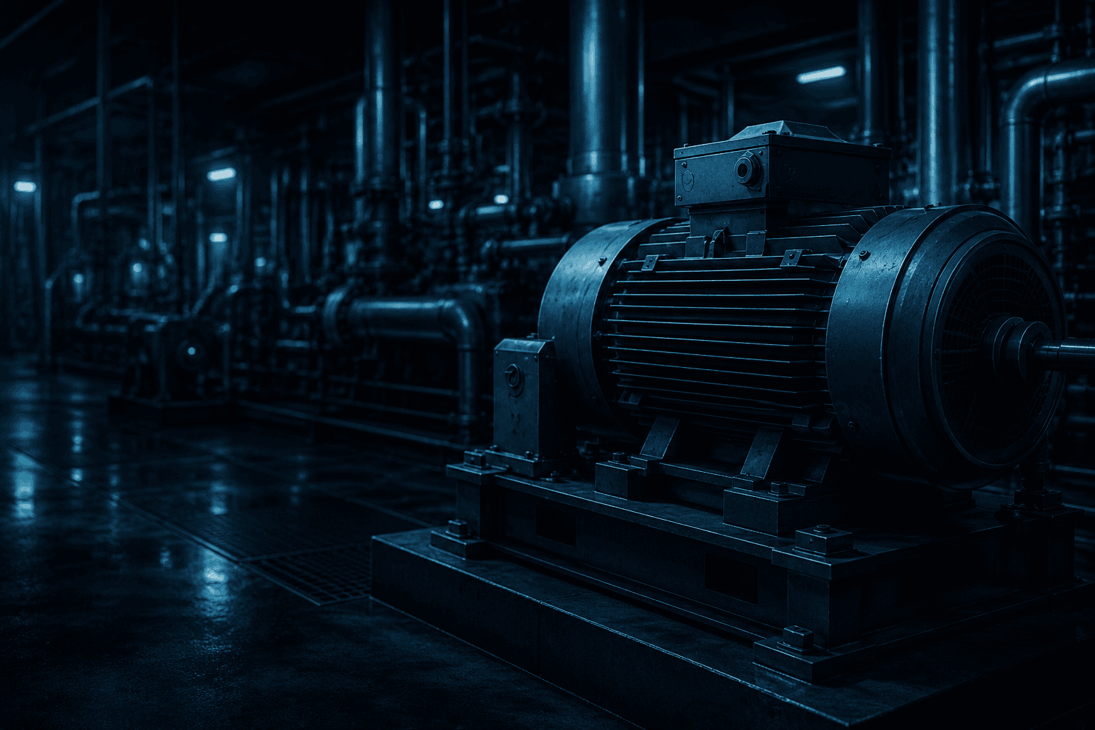 Industrial electric motor in a plant environment